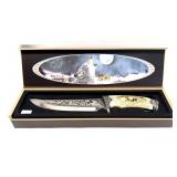 Decorative Wolf Knife in case, 11" Overall Length
