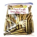Bag of 8mm REM Mag once fired brass marked 50 pcs.