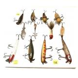 Lot, 12 assorted vintage Pflueger lures
