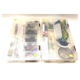 Lot, 2 Plano plastic tackle cases with assorted
