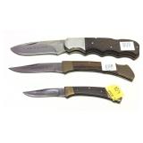 Lot: 3 assorted folding knives: Panther Jr.,