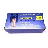 Box of PPU .38 SPL 30-grain FMJ cartridges,