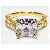 Sterling silver gold wash Asscher cut CZ