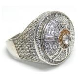 Sterling silver round and baguette white and gold