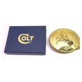 Colt Firearms gold Buckle, with box
