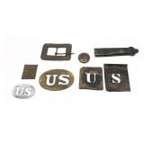 Lot, assorted early US military brass plates and