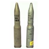 Lot, 2 large 20 mm dummy cartridges, 1 marked M51A