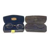 Lot: 2 pairs of Antique Glasses w/cases, cases
