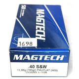 Box of .40 S&W 180-grain FMJ-Flat Magtech