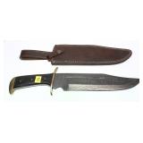 Custom DKZ Damascus blade bowie knife with