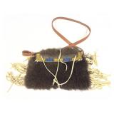 Native American Suede, beaded and fur bag, Bag
