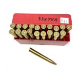 Plastic cartridge case with 9.3x74R  Cartridges,