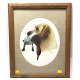 Framed lab hunting print, frame size: