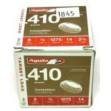 Box of .410 Ga. 2.5" No. 8 Aquila target loads,