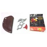Lot: Gut hook in leather sheath and field