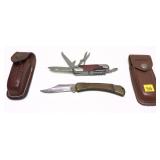 Lot, NRA Swiss army style knife with leather