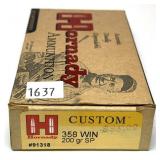 Box of .358 WIN 200-grain SP Hornady cartridges,