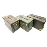 Lot: 3 Metal Ammo Cans, 9"x 11"x7"H.