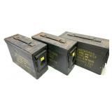 Lot: 3 metal ammo cans