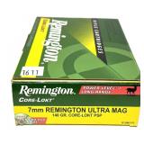 Box of 7mm Remington Ultra Mag. 14-grain Core-Lokt