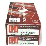 x2- Boxes of .204 Ruger 32-grain V-Max Hornady