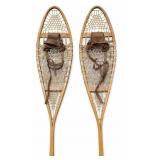 Vintage pair of wooden snowshoes, 11.5" x 48" L.