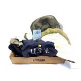 Lot: U.S. Navy Fleece Lined Hat, scarf, Mosquito