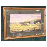Framed hunting print, 21" x 30"