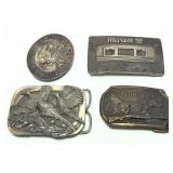 Lot: Four Assorted belt buckles includes