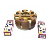 Lot: Vintage Poker Chips and 2 Bicycle packs of