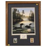 Framed duck stamp and print "Morning Light"