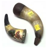 Lot: 2 Powder Horns 5" & 7"