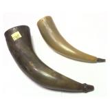 Lot: 2 Powder Horns 7.5" and 9"