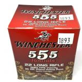 Box of Winchester .22 LR. HP cartridges, 555 Rds.
