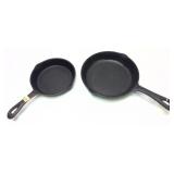 Lot: 2 Cast Iron Frying Pans 6" and 8"
