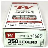 Box of .350 Legend 145-grain FMJ Winchester