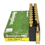 Remington .220 Swift 50 Gr. PTD SP Cartridges,
