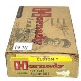 Box of .30 T/C 150-grain Hornady SST cartridges,