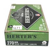 Box of .270 WIN 130-grain SP Herter