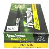 Box of .243 WIN 100-grain Core-Lokt PSP Remington