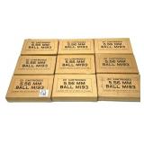 x9- Boxes of 5.56mm Ball M193 PMC cartridges,