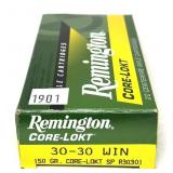 Box of .30-30 WIN. 150-grain Core-Lokt SP