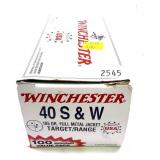 Winchester .40 S&W 165 Gr. FMJ Cartridges,