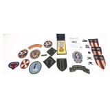 Lot, assorted military patches, pins and 1940