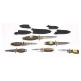 Set of 6 stainless daggers with sheaths