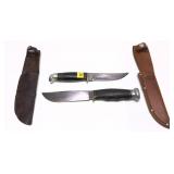 Lot, Ka-Bar knife with leather sheath and