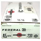 Box of .45 Auto 230-grain FMJ Federal cartridges,