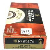 Box of .243 WIN. 70-grain Nosler ballistic tip