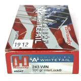 Box of .243 WIN. 100-grain interlock Hornady