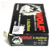Box of 5.45 x 39mm 60-grain FMJ Wolf cartridges,
